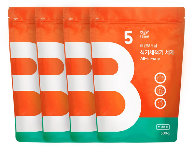 레인보우샵 올인원 식기세척기 세제 500g 리필x4, 4개