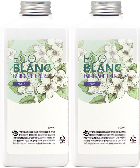 에코블랑 퍼퓸 섬유유연제 자스민, 2개, 500ml