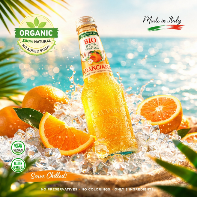 [이탈리아 직수입] 갈바니나 유기농 스파클링 오렌지주스 355ml 5병/ 생오렌지의 상큼하고 달콤한 맛 최고의 재료 사용 프리미엄 스파클링 주, 5개