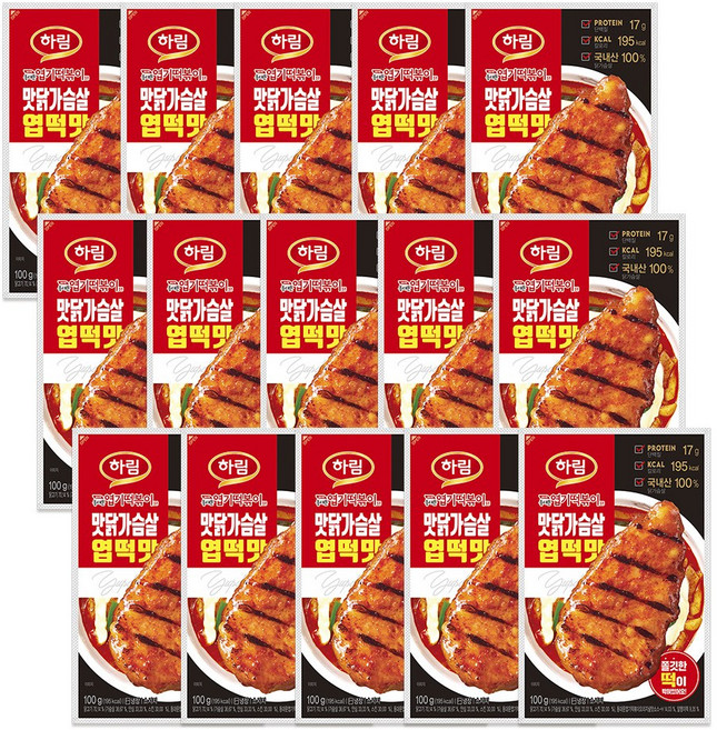 하림 맛닭가슴살 엽떡맛 100g 15개