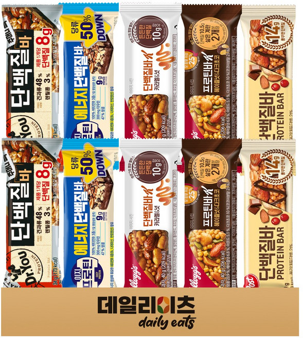 [데일리이츠] 켈로그 포스트 닥터유 단백질 프로틴바 5종 10개 (닥터유 단백질바 롯데 초단백질바 켈로그 프로틴바K 헤이즐넛&다크초코 카라멜&넛 포스트 단백질바), 4세트, 30g