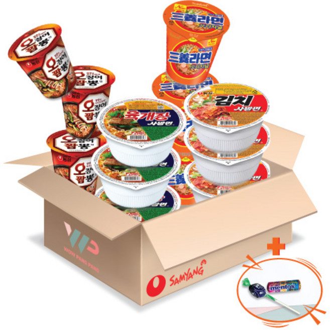 농심 삼양 컵라면 소컵 4종 혼합세트 육개장사발면 3컵+김치사발면 3컵+오징어짬뽕 3컵+삼양라면 3컵 총 12개입, 12개