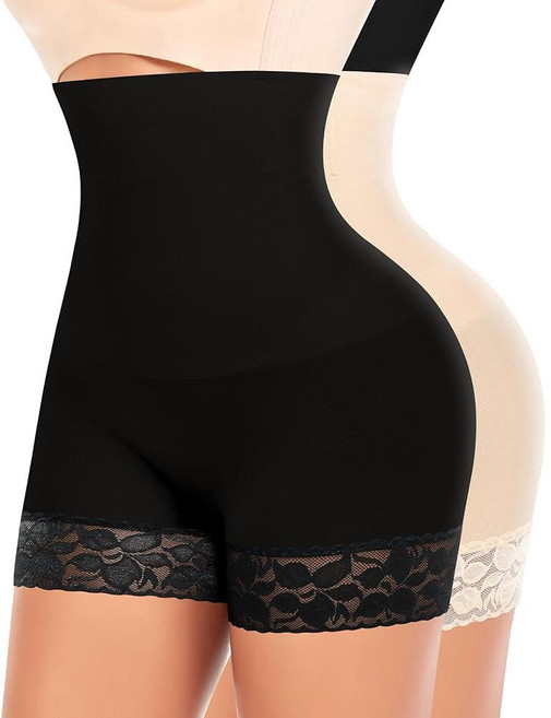 Werena Shapewear Shorts for Women Tummy Control High Waisted Body Shaper Seamless Shaping Slip Sho, Black+nude Mix