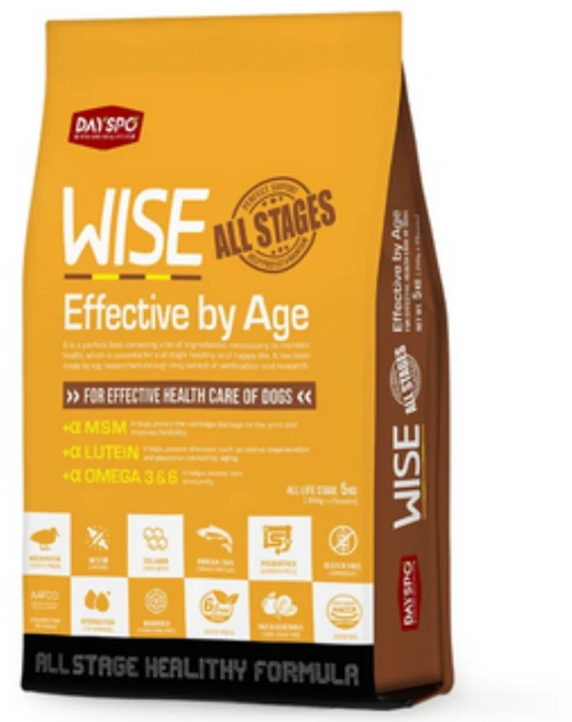 데이스포 강아지 와이즈 올스테이지 기능성 사료, 피부/피모+장건강, 5kg, 1개 - 쿠팡