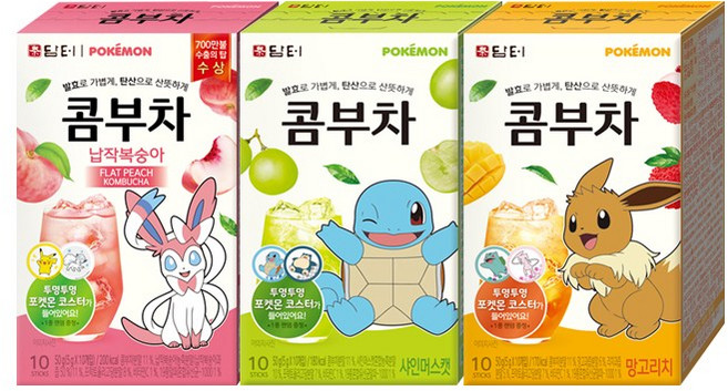 담터 포켓몬 콤부차 30T (납작복숭아/샤인머스캣/망고리치), 1개, 50g, 5g, 10개입