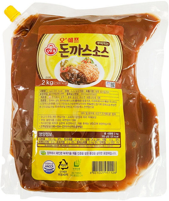 오뚜기 오쉐프 부어먹는 돈까스소스, 2kg, 12개