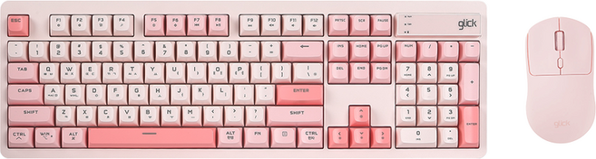 지클릭커 오피스프로 사일런스 M 무소음 방수 키보드 마우스 세트, 인체공학, 코랄 핑크, WMK515