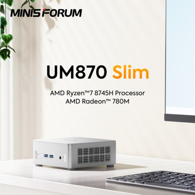 미니 PCMINISFORUM NUC 미니 PC UM870 슬림 AMD 라이젠 7 8745H R5 7640HS USB4 2*DDR5 2*NVMe 2.5G LAN 윈, 01 CHINA, 06 32GB DDR5 1TB NVMe, 02 UM760 Slim R5 7640HS