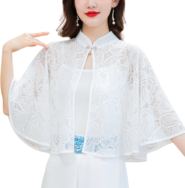 퀸스드레스 여성 레이스 케이프 숄 차이나카라 여름 하객룩 망토 합창단 가디건