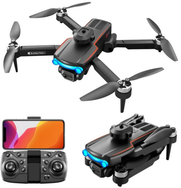 HHSSL 4K 듀얼카메라 자동 장애 회피 접이식 입문용 드론 브러시리스모터 비행시간 30분+ 배터리 2개, 블랙, 1개