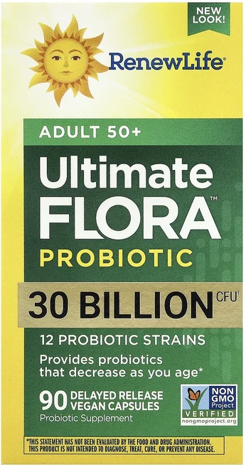 몸관리하세요 겨울입니다 Renew Life Ultimate Flora™ 프로바이오틱 50세 이상 성인용 300억CFU 지연 방출 베지 캡슐 90정 특별관리진행, RenewLifeUltimateFlora프로바이오틱50, 1개 - 쿠팡