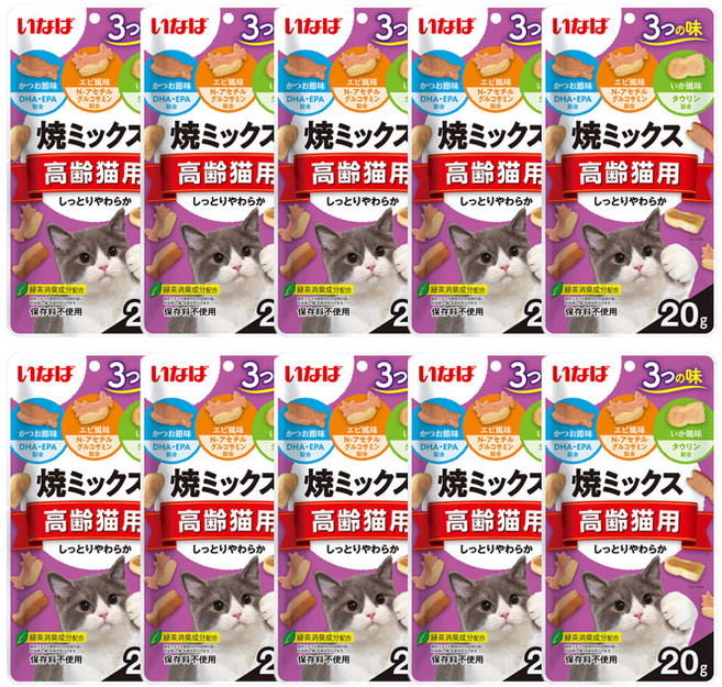 이나바 야끼믹스 고양이 간식 스낵, 10개, 20g, QSC-118/고령묘용