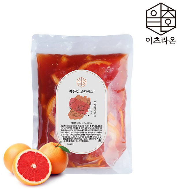 이츠라온 자몽청 슬라이스 1kg 수제과일청 카페용 대용량, 1개, 1개입