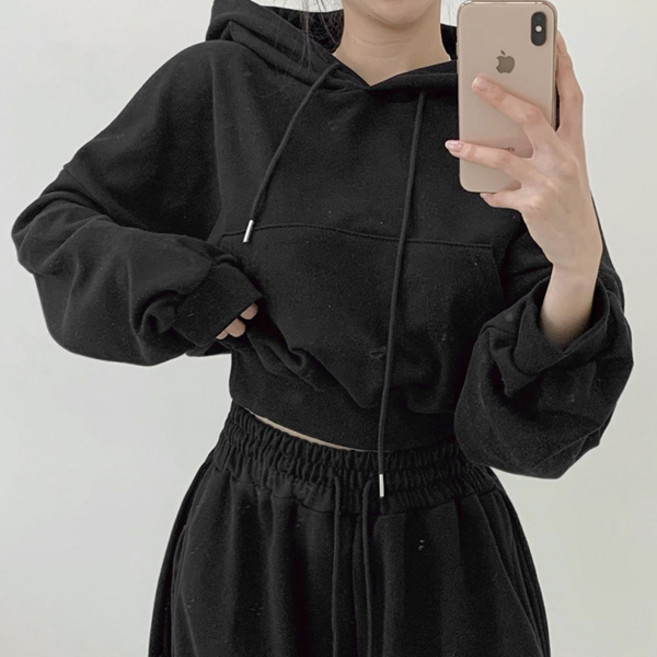 마이쏭 여성 봄신상 후드티 긴팔티 데이먼크롭후드맨투맨