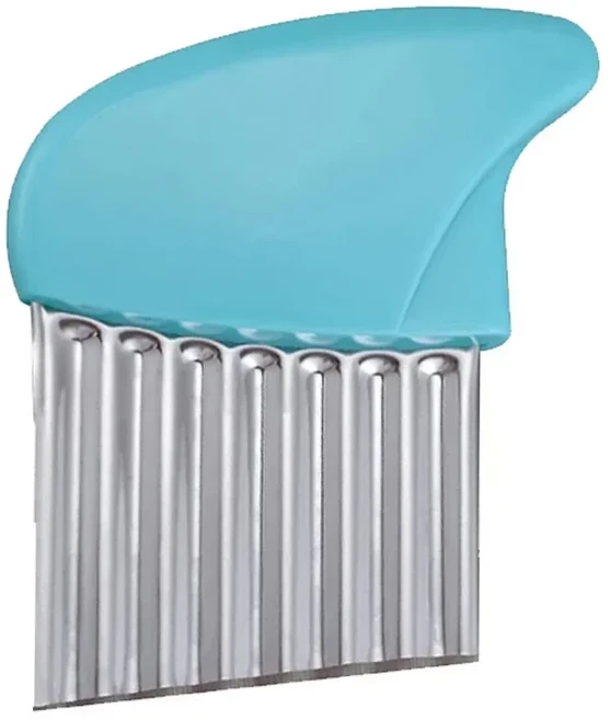 스테인레스 스틸 감자 칩 슬라이서 반죽 야채 과일 Crinkle 물결 모양의 주방 나이프 커터 쵸퍼 프렌치 메, 02 Blue