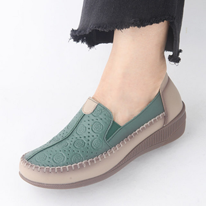 미즈걸 엄마신발 할머니신발 발볼편한 무지외반 천연가죽 쿠션굽 4.5cm 225-250 PW9A6-2