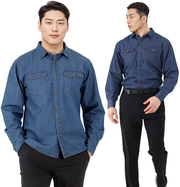 아센티 워크웨어 오리지널 워싱 청남방 청 작업복 데님 셔츠
