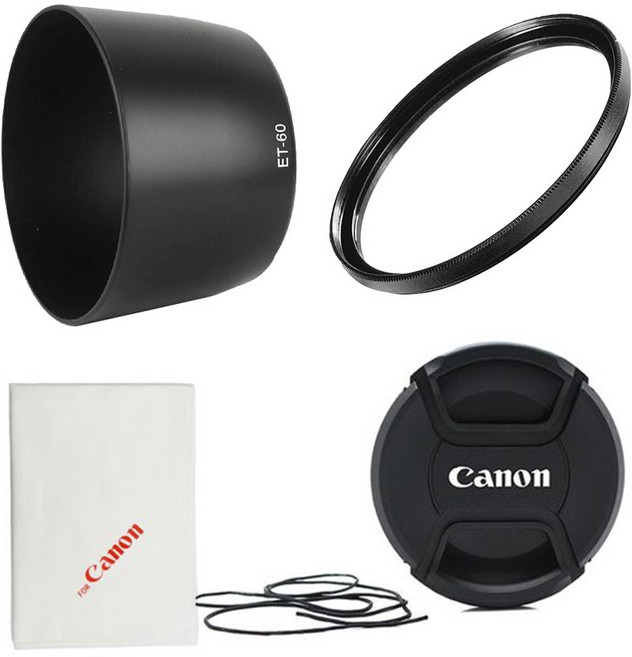 ET-60+UV58mm+렌즈캡+포켓융 캐논 호환 후드 세트, 1개