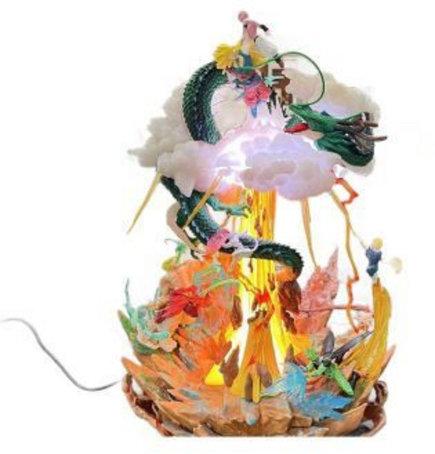 七龍珠 GK 孫悟空與達爾對戰場景發光雕像, 1個, 六週年孫悟空一生之敵吉塔雕像發光手辦擺件