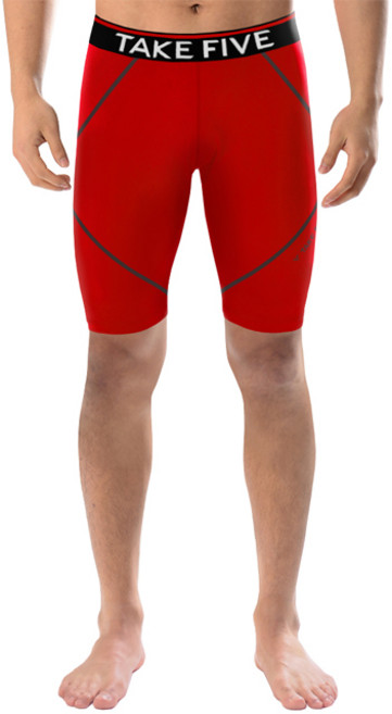 테이크파이브 남자 기능성 5부 반바지 스포츠 이너웨어 타이즈 레깅스 팬츠 레드