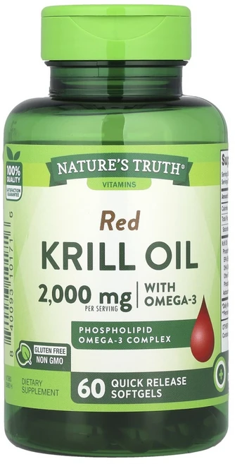Nature's Truth 오메가3 함유 레드 크릴 오일 2000mg 속방형 소프트젤 60정, 1개 - 쿠팡