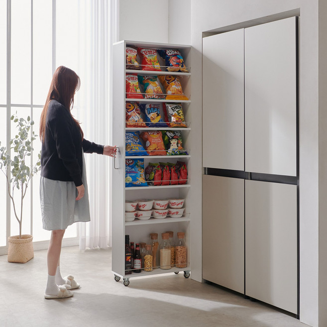 해피아이 컨실 냉장고수납장 틈새장 틈새수납장 주방수납장, 그레이