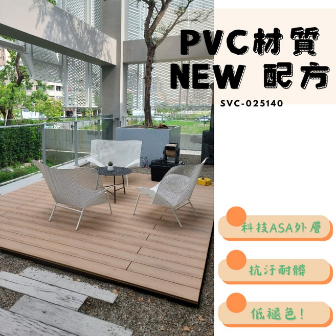 和陞 SVC-025140 PVC塑木板 ASA外層 低褪色 尺寸25*140mm 長度2.4m, 詳見包裝, 詳見包裝