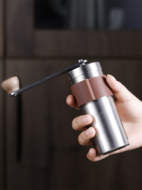 심플 커피그라인더 수동 핸드밀 스테인리스 소형 가정용 휴대용 원두 분쇄기 그라인더, 1개, 실버 무실리콘 대형 얇은형, 1000ml