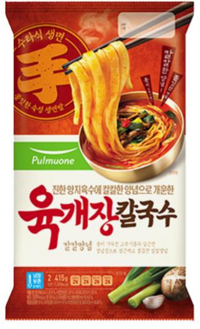 밀키트 해장 풀무원 얼큰 육개 장 칼 국수 2인분, 415g, 2개