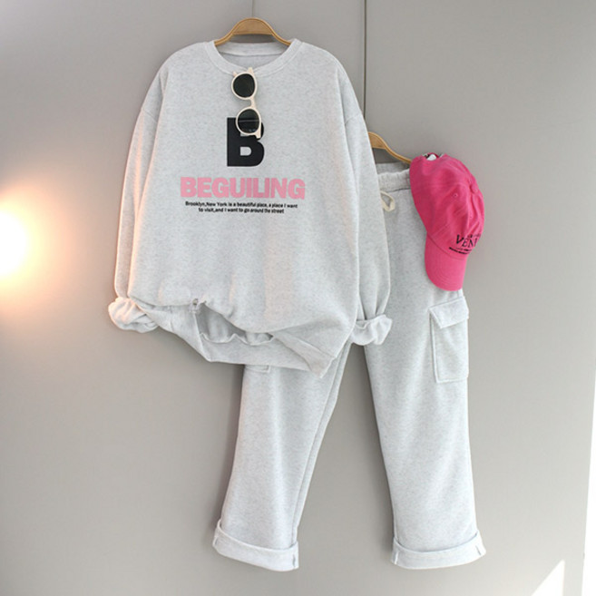 달콩 여성 겨울상하세트 도톰 따뜻한 운동복 비가일링카고와이드팬츠세트(기모)