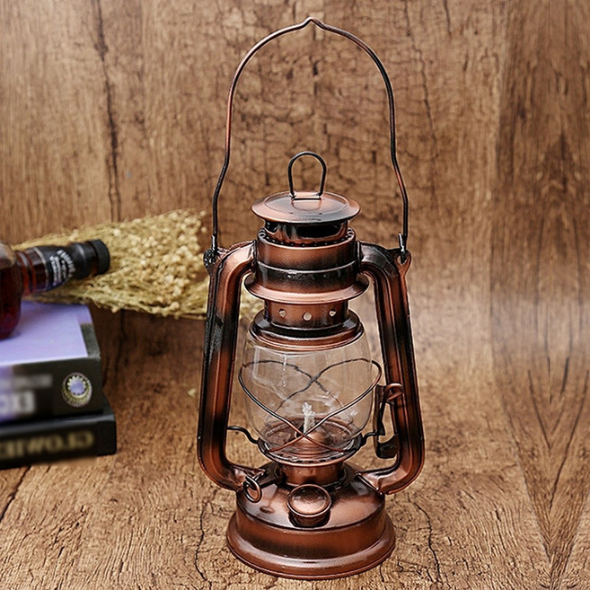 캠핑 파라핀 오일 랜턴 심지2개 호롱불 램프 실내 불멍 차박 조명 빈티지 인테리어 등, 단품, 1개