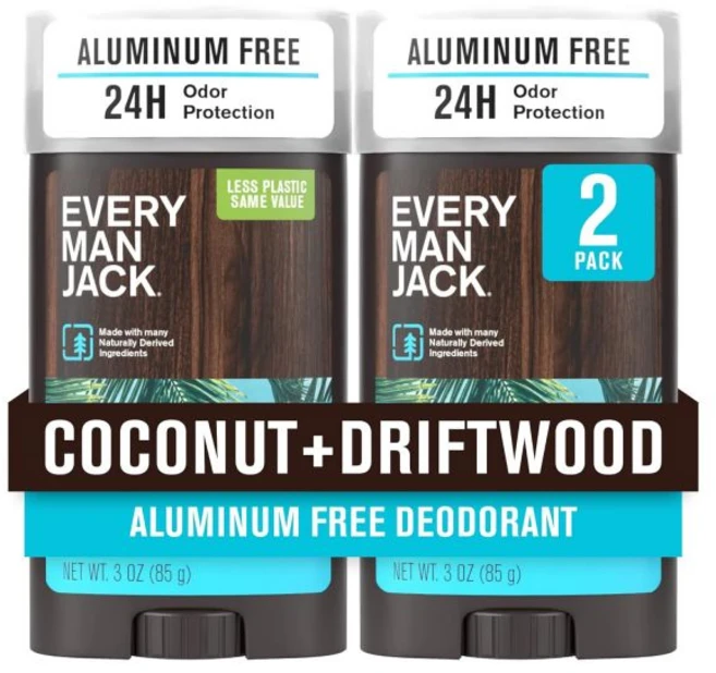 에브리 맨 잭 앰버 + 샌달우드 남성용 데오드란트 - 모든 피부 타입을 위한 알루미늄 프리 데오드란트로 신선함을 유지하세요 냄새 분쇄 오래 지속되며 천연 성분 포함 3온스(2, Coconut Driftwood, 85g, 1개 - 쿠팡