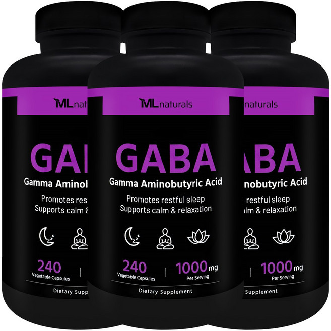 [미국빠른직구] 신제품 마이라이프 내추럴스 가바 1000mg, 3개, 240정