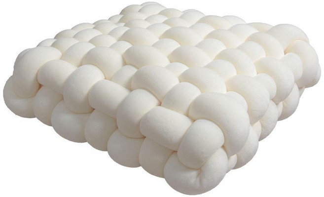 手工編織坐墊抱枕 40*40cm, 奶白色