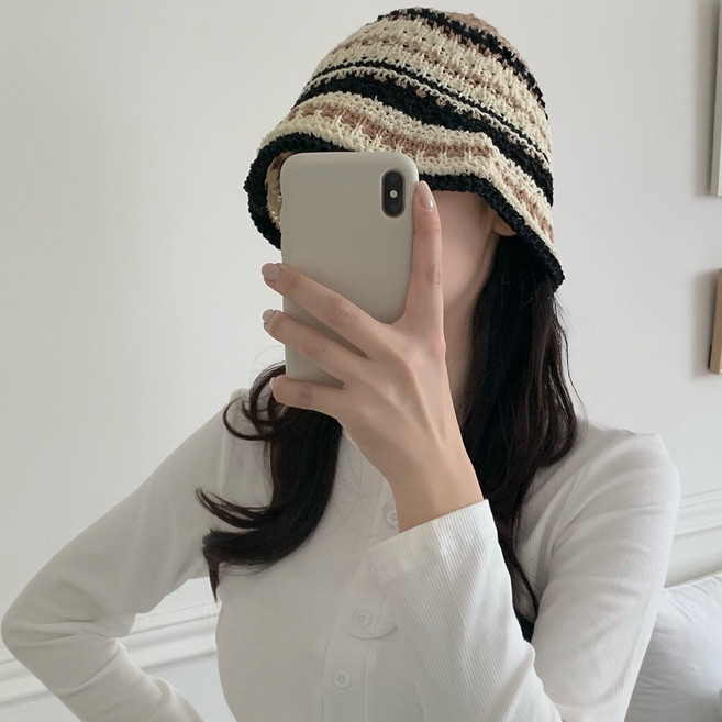 썸머 니트 버킷햇 여름 벙거지 시스루 펀칭 비니 볼캡 야구 챙 꼬임 벙거지 모자 3color