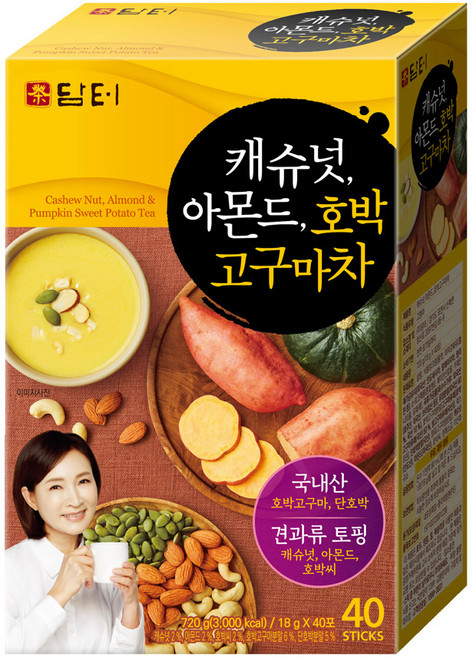 담터 캐슈넛 아몬드 호박고구마차, 18g, 40개입, 1개