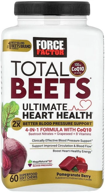 Force Factor Total Bees® CoQ10 함유 최고의 심장 건강 증진 석류 베리 맛 슈퍼 푸드 소프트츄 60개 FOA-66143, 포스 팩터 Force Factor, Total Bees, 1, 60 - 쿠팡