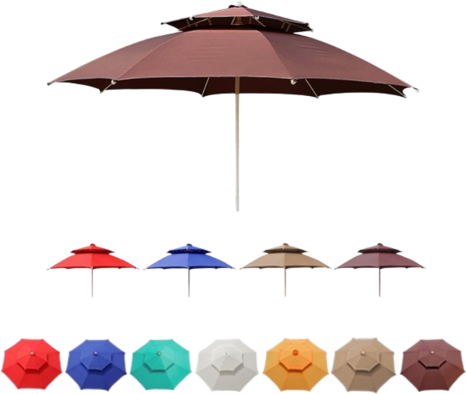 카나모 2층 팔각 파라솔 특대형 캠핑 낚시 비치 파라솔받침대 야외 테라스 휴대용, 01.팔각 2단 파라솔 특대형-커피
