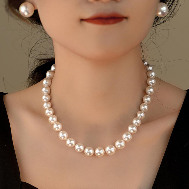 담수진주 목걸이 천연진주 니트 목걸이(40+3cm)