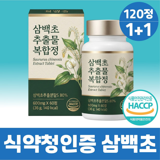 삼백초 추출물식약청인증 정품 파이토 정 알약 삼백초추출물 100%, 2개, 60정