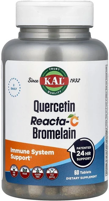 KAL 퀘르세틴 Reacta-C 브로멜라인 60정, CAL15062, 2개 - 쿠팡