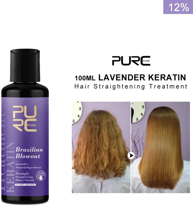 PURC 라벤더 12% 브라질 케라틴 스트레이트닝 트리트먼트 곱슬 머리 스트레이트닝 스무딩 크림 전문 살롱 제품259595, 1개 - 쿠팡