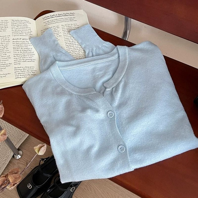 HDAON 여성 가디건 베이직 라운드 버튼 기본 가디건