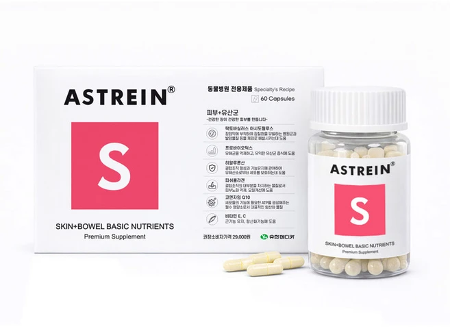 아스트레인 S 피부 보조제 60캡슐 유산균 프로바이오틱스 히알루론산 콜라겐 함유, 60정, 피부/피모, 1개 - 쿠팡