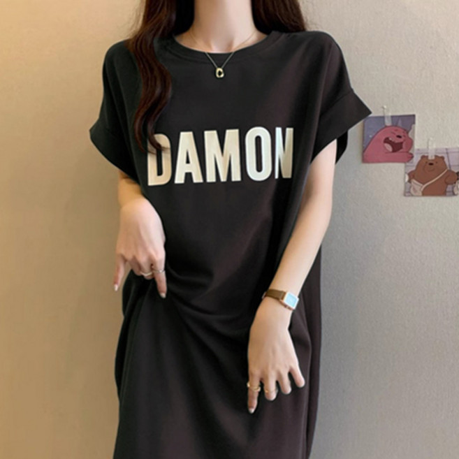 신나몰 여성 오버핏 루즈핏 박스 원피스 반팔 롱원피스 빅사이즈 롱티