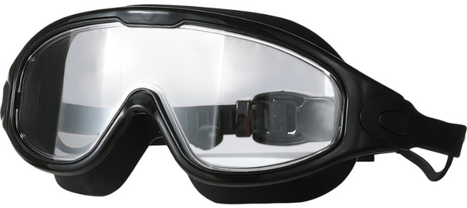 쬬린 귀마개 일체 와이드 뷰 고글수경, 블랙, 1개