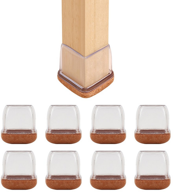 리빙유 고급형 4세대 밤토리 의자 발 커버 TPE 다리 커버, 8개, 사각 브라운