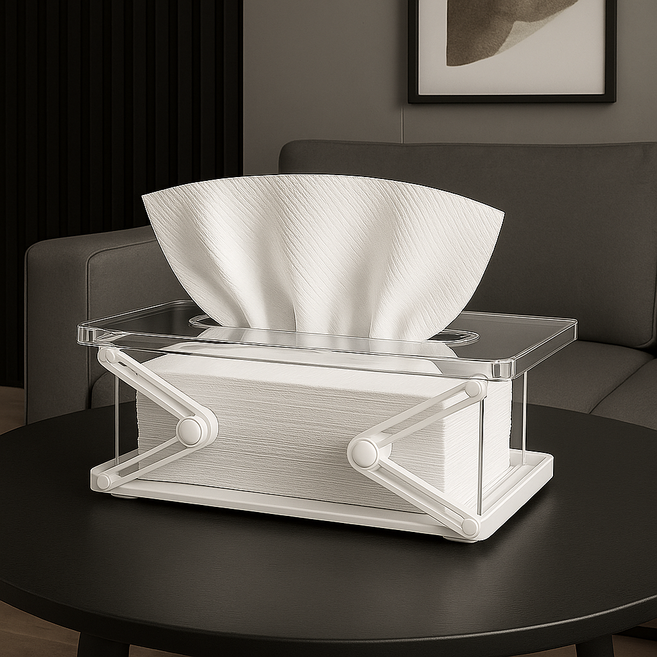 유통피아 자동 스프링 팝업 휴지 케이스, 1개, 흰색