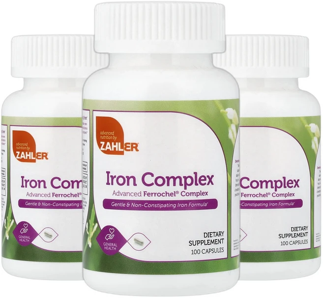 잘러 철분 iron 복합체 캡슐 100정 2+1, 100회분, 3개 - 쿠팡
