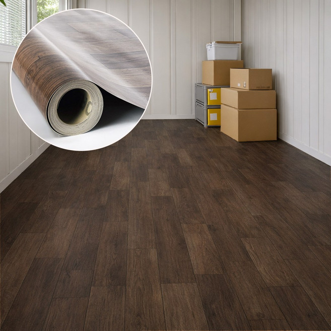 데코앤필름 무점착 후로링 비닐장판 막장판 사무실 창고 베란다 바닥재, VFA002월넛